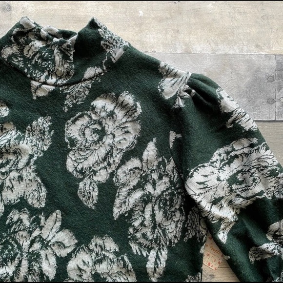 Free People Floral Wool Blend Mock Neck Mini Dress - Picture 5 of 8